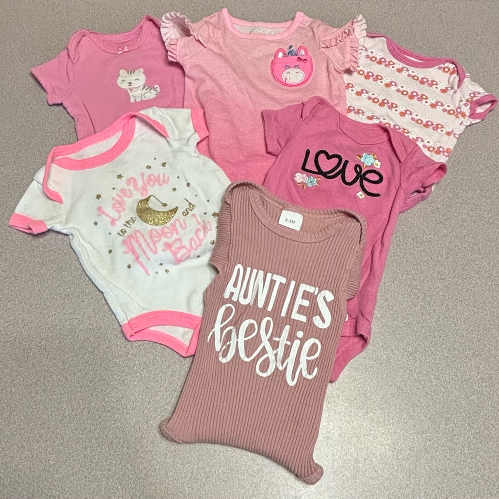 Baby girl short sleeve bodysuit bundle